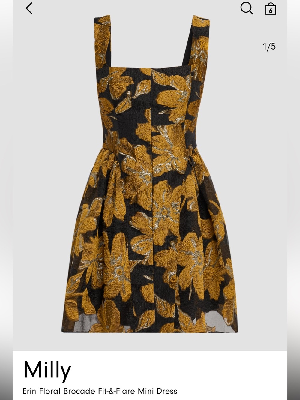 Milly Black and Gold Floral Jacquard Bodice Dress NEW WITH TAGS NEVER WORN